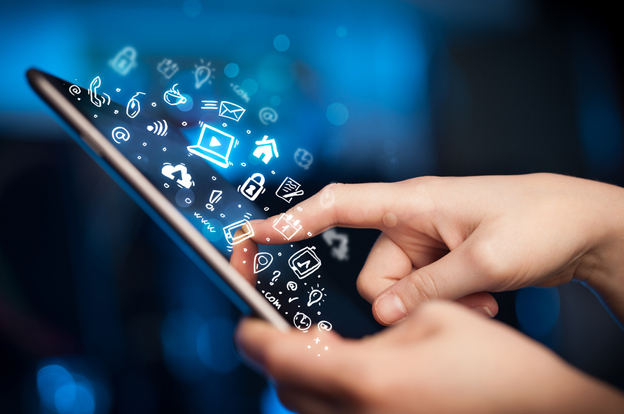 Person using a mobile app